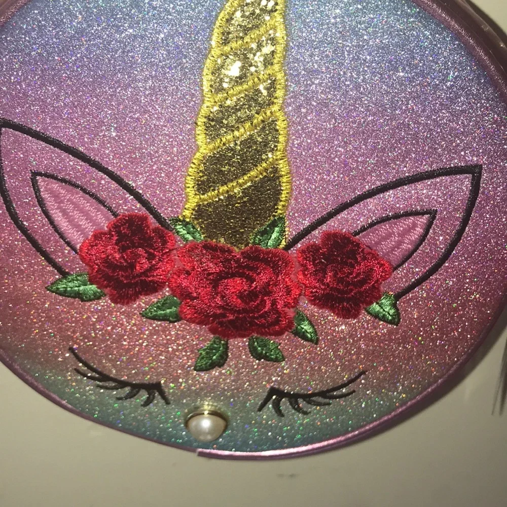 - New Claire’s round unicorn purse embroidered crossbody